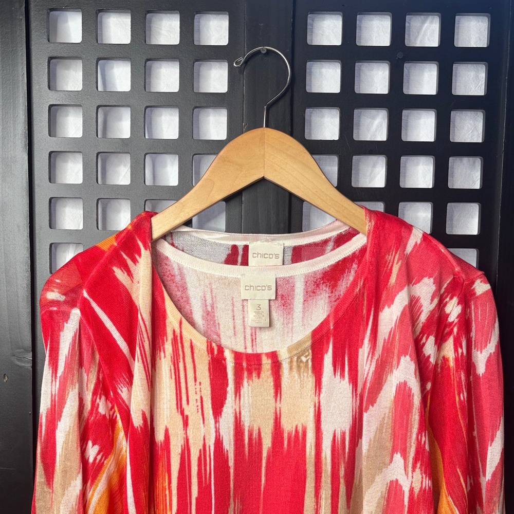 ❤️NWT Chico’s Essential Red Orange Cardigan & Tank Set Comfy Soft Size 3 NWT❤️ - Picture 3 of 15